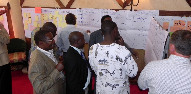 EAC workshop participants engaging in the 'Marketplace of Ideas' activity;