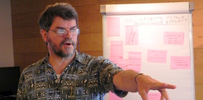 ETLP Greg facilitation-pointing InterWorks facilitator Greg Garbinsky coordinates activities at the 2012 ETLP
